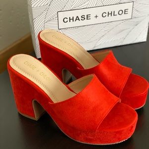 Chase + Chloe red wedge sandals